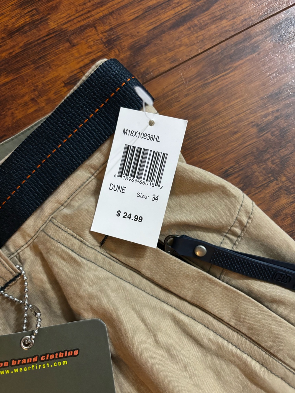 Wear First NWT Cargo Shorts Y2K Khaki Beige Outdoor Utility Cropped Pants + Belt - Picture 7 of 12